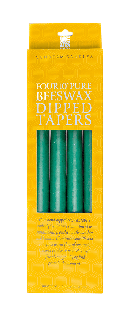 Beeswax 10" Dipped Taper Candles | Hunter Green - Spiral Circle