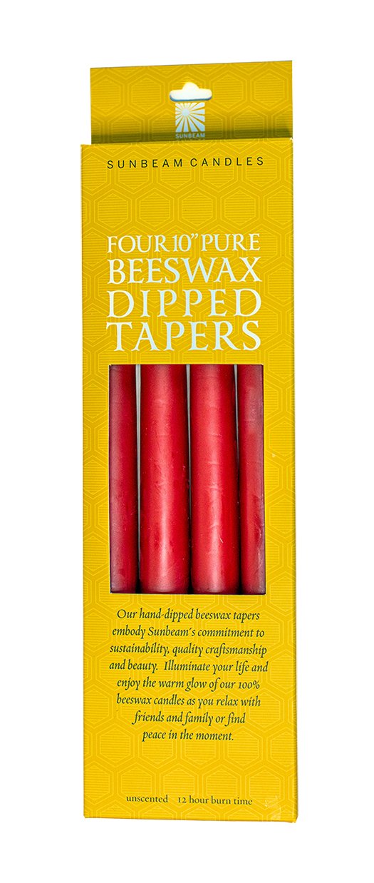 Beeswax 10" Dipped Taper Candles | Red - Spiral Circle
