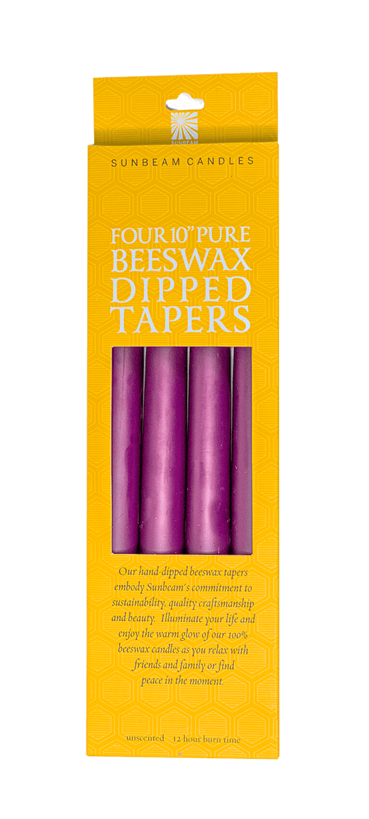 Beeswax 10" Dipped Tapers | Royal Purple - Spiral Circle