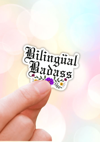 Bilingual Badass latina sticker - Spiral Circle