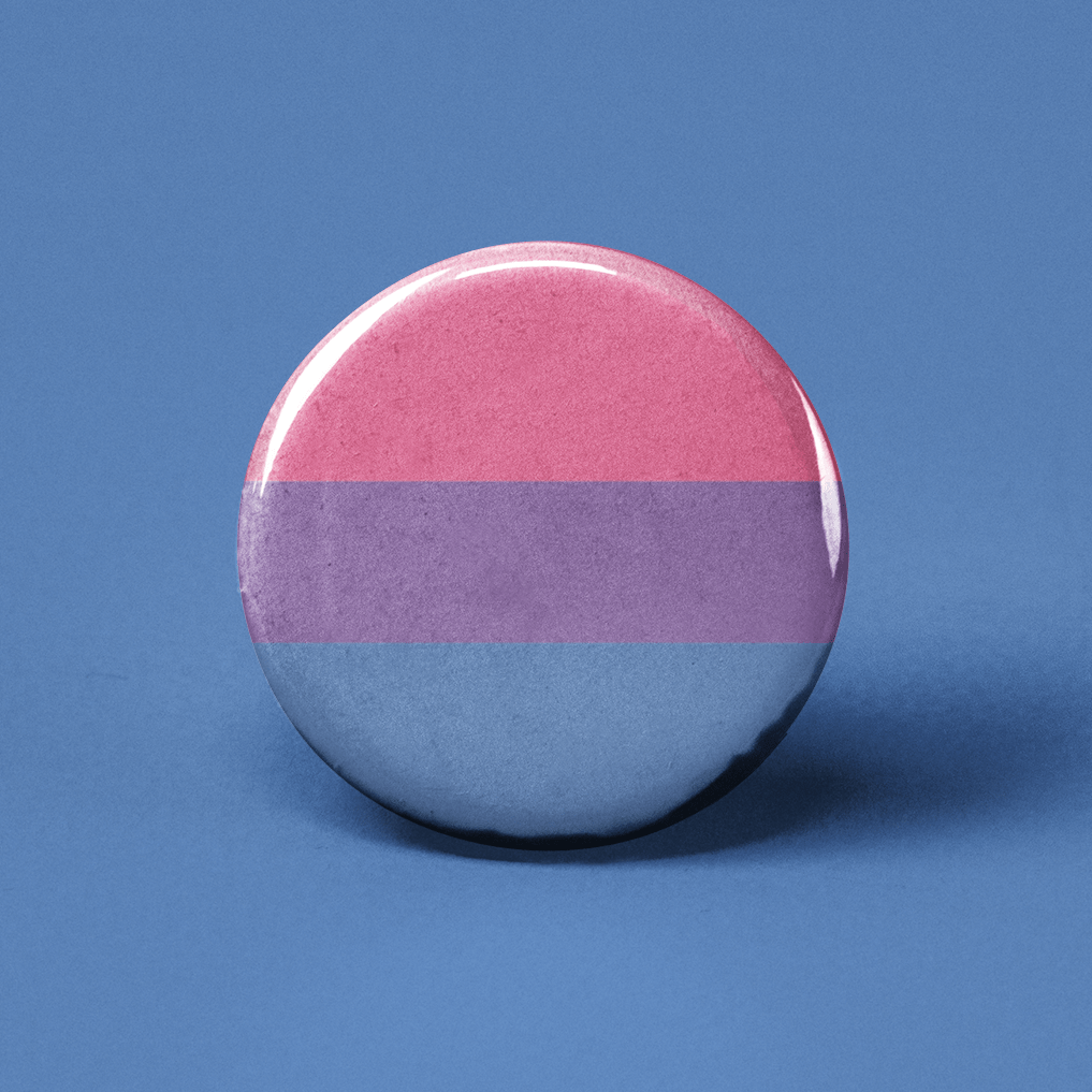 Bisexual Flag Pinback Button - Spiral Circle