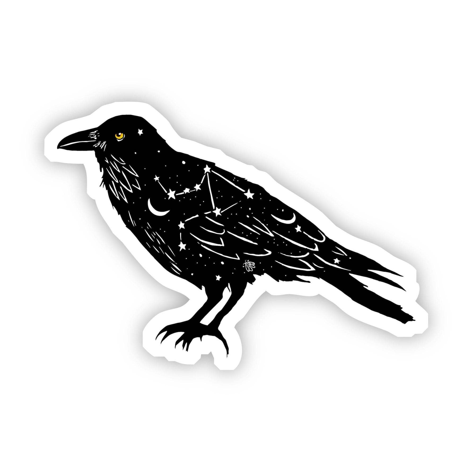 Black Bird with Stars Sticker - Spiral Circle