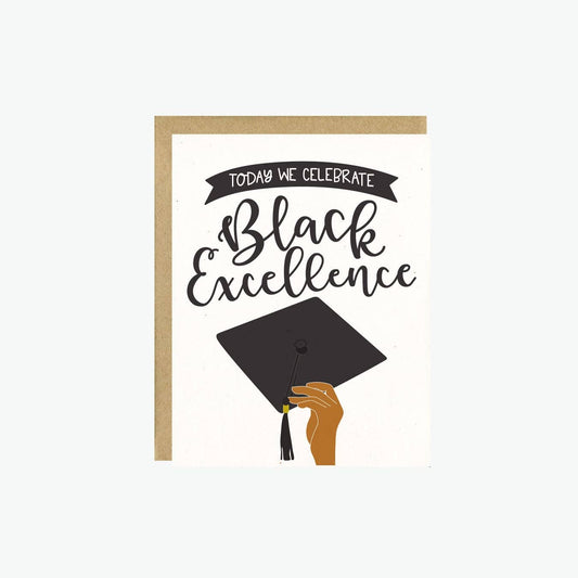Black Excellence Graduation Card - Spiral Circle