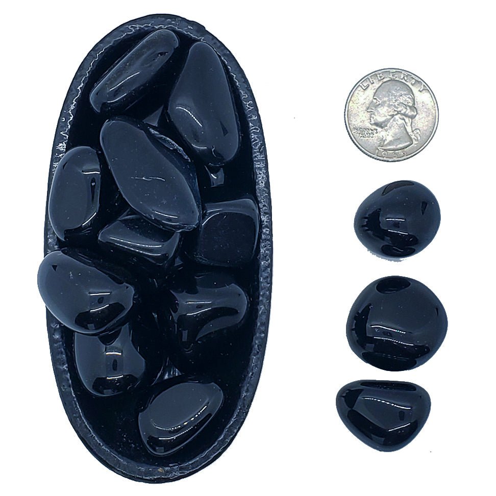 Black Obsidian | Tumbled | Psychic Protection - Spiral Circle