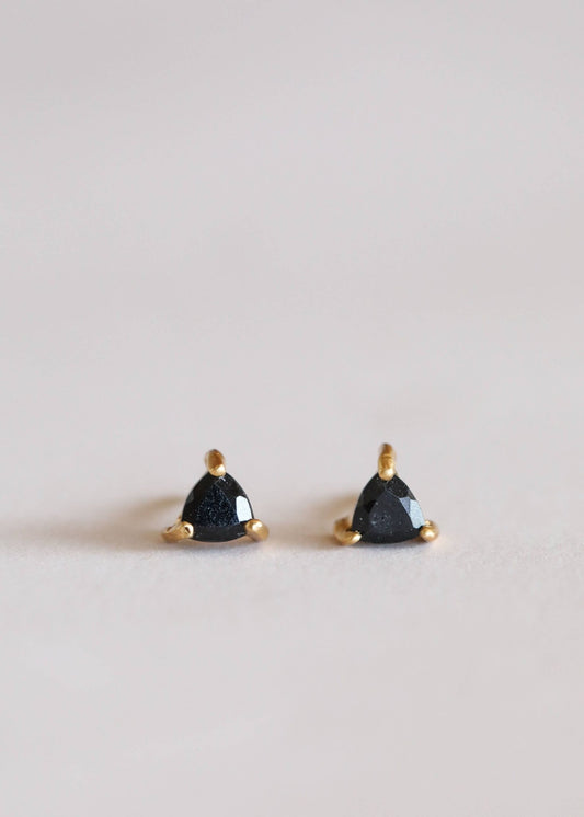 Black Tourmaline Mini Energy Gem Earrings | 18K gold-plated sterling silver - Spiral Circle