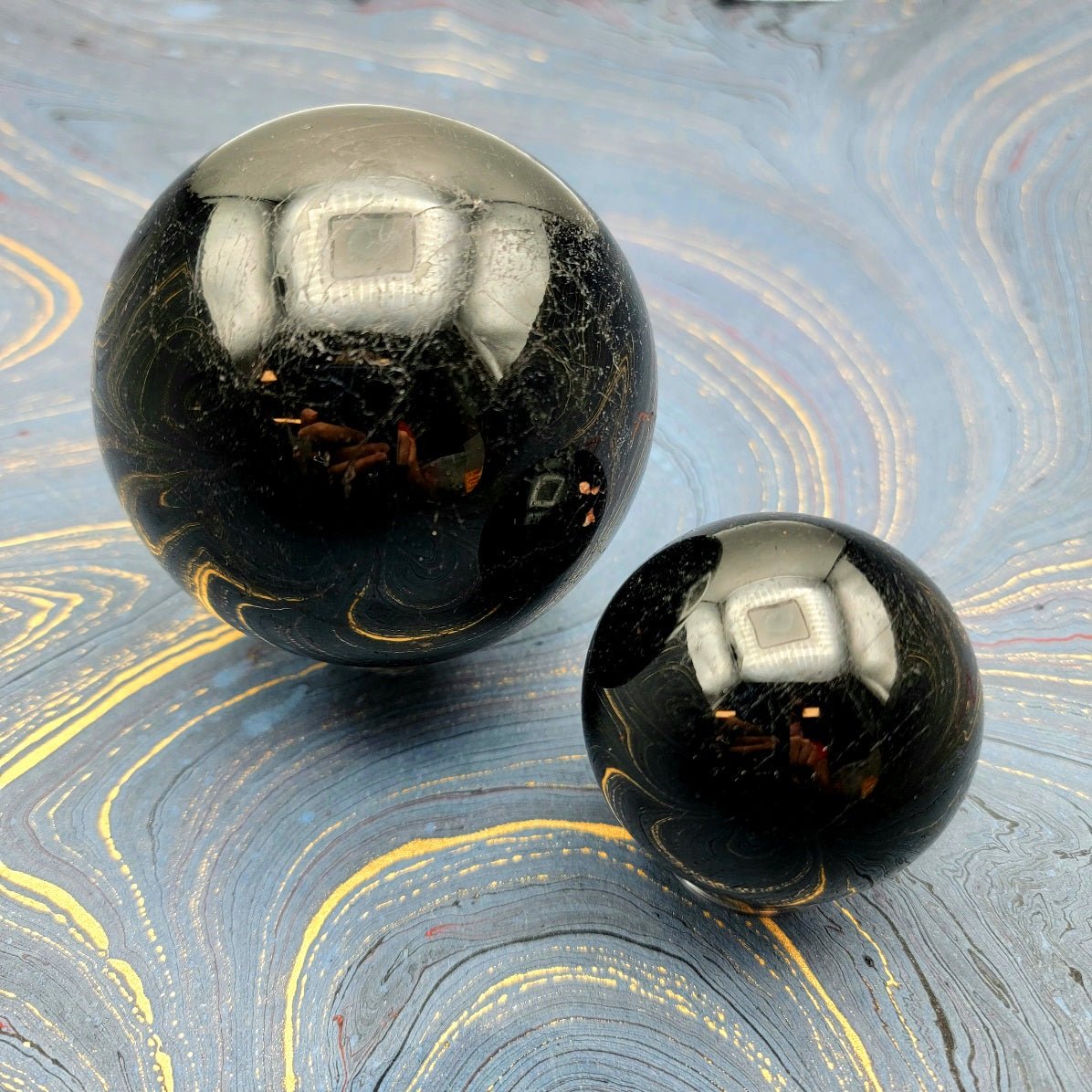 Black Tourmaline Sphere - Spiral Circle