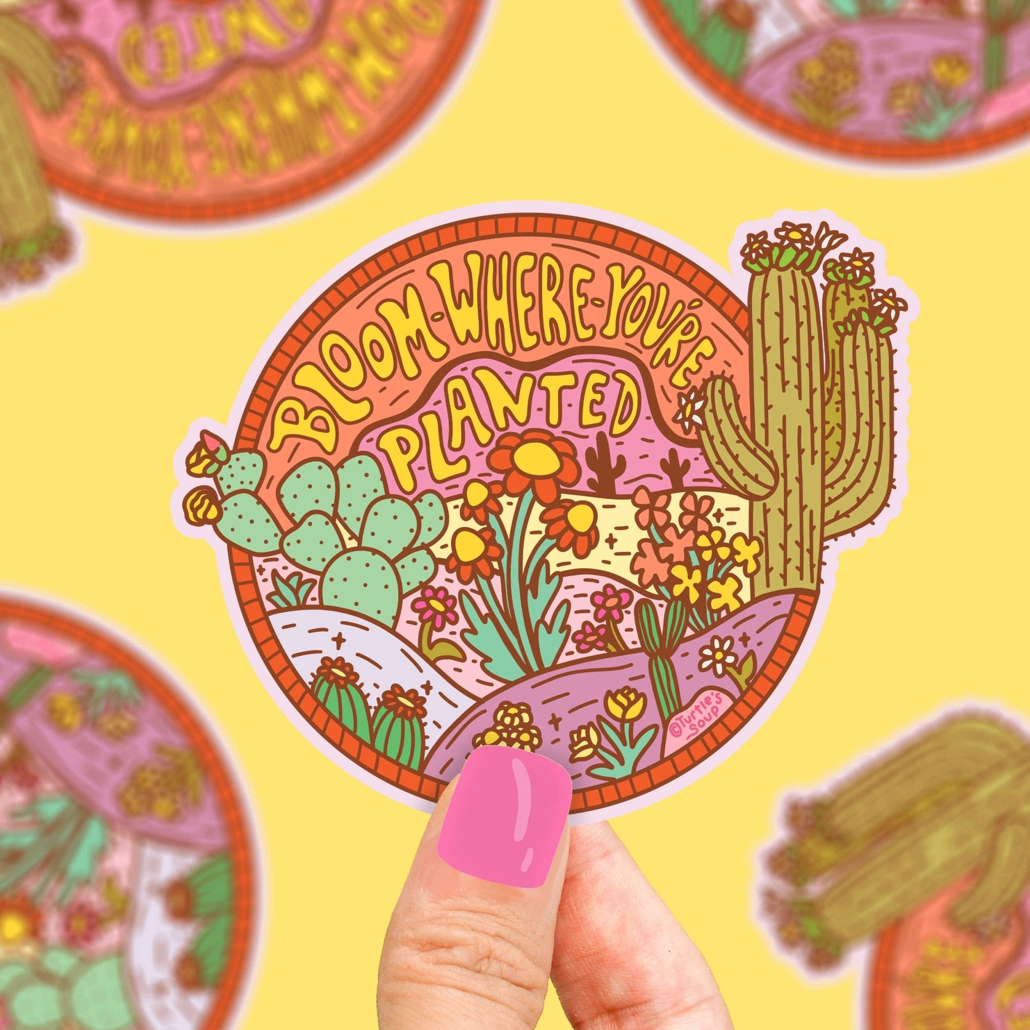 Bloom Where You're Planted Gardening Vinyl Sticker - Spiral Circle