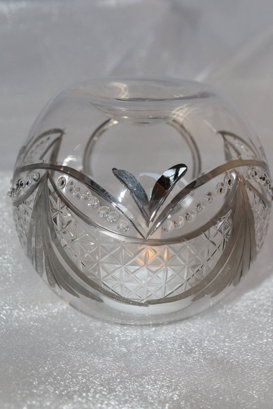 Blown Glass Oil Diffuser | Silver Garland - Spiral Circle