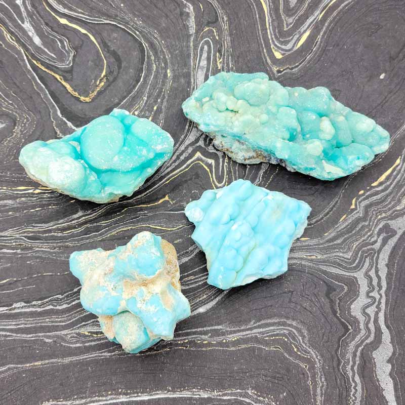 Blue Aragonite Raw Chunks - Spiral Circle