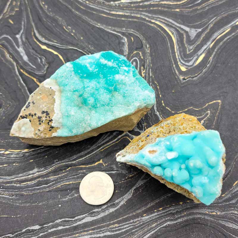 Blue Aragonite Raw Chunks - Spiral Circle