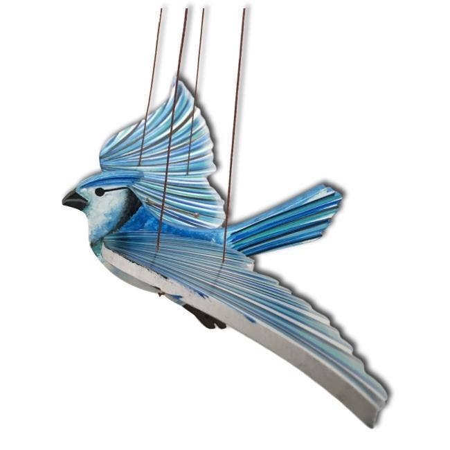 Blue Jay Flying Bird Mobile - Spiral Circle