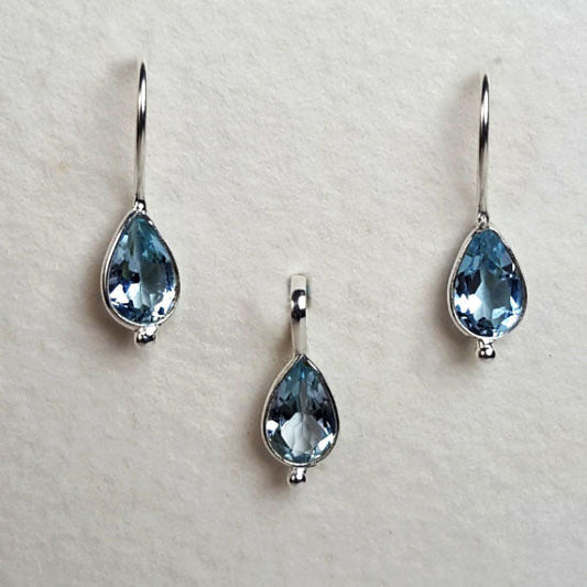 Blue Topaz Birthstone Set December - Spiral Circle