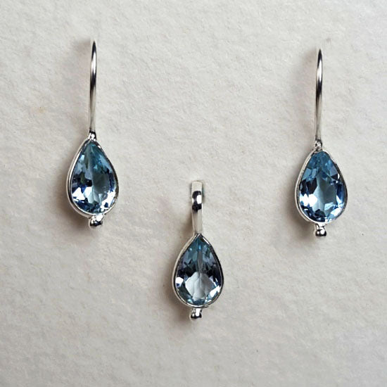 Blue Topaz Birthstone Set December - Spiral Circle