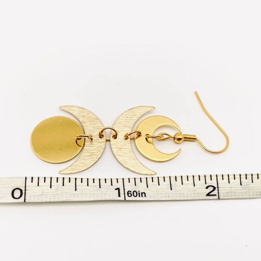 Bohemian Style Triple Moon Earrings - Spiral Circle