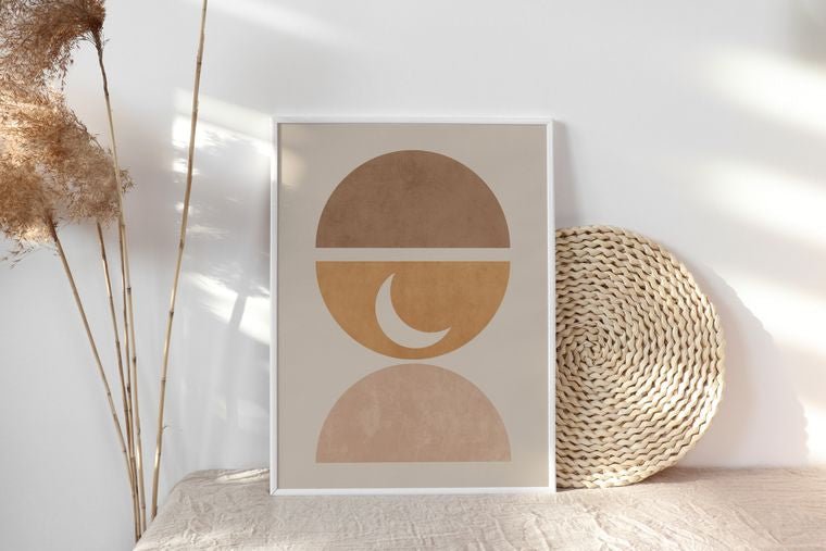 Boho Abstract Moon Geometric Art Print - Spiral Circle