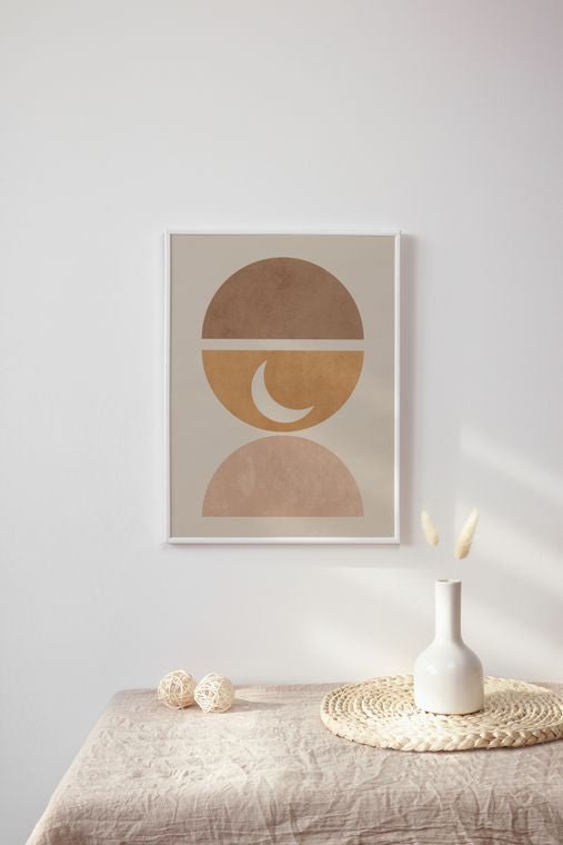 Boho Abstract Moon Geometric Art Print - Spiral Circle