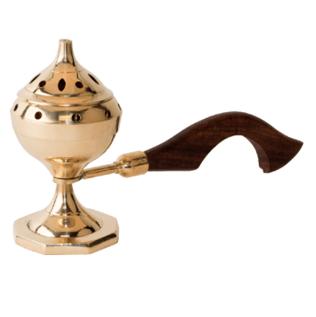 Brass Burner with Handle - Spiral Circle