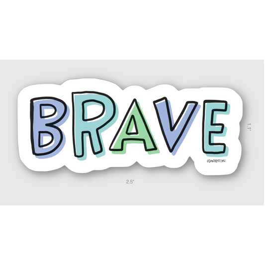 BRAVE Blue Affirmation Word - 3" Vinyl Sticker - Spiral Circle