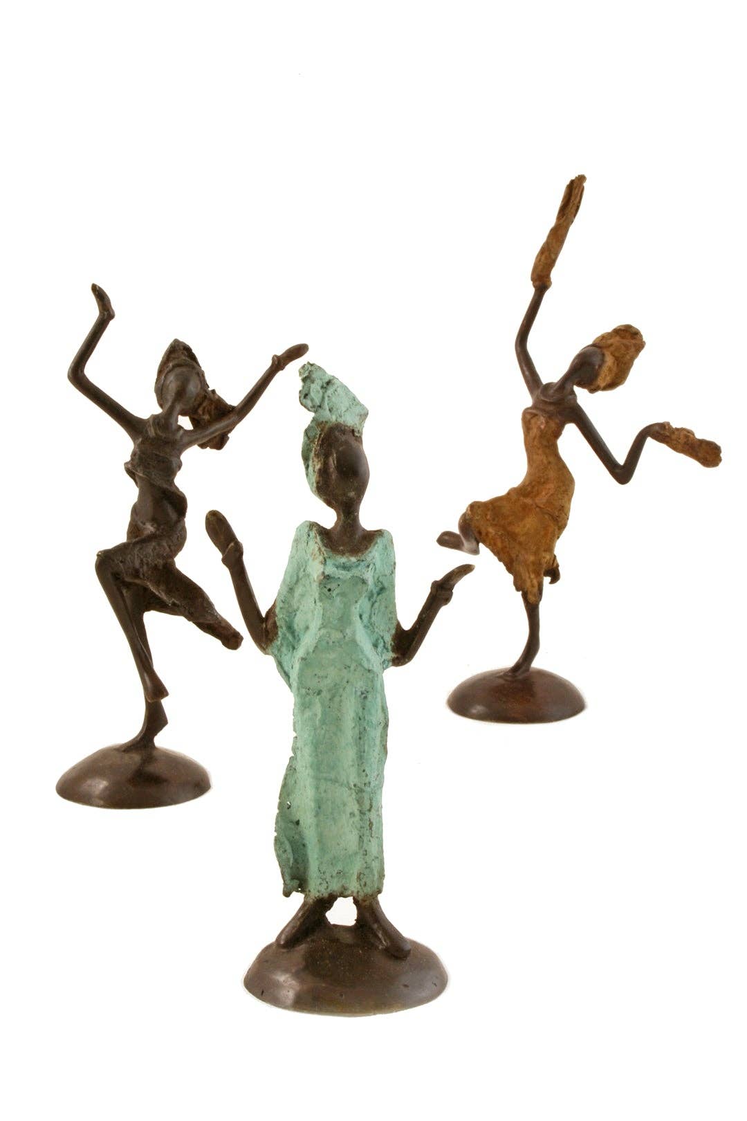 Bronze Miniature Celebrating Lady Sculpture - Assorted - Spiral Circle