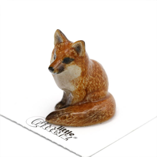 Brush Red Fox Sitting Porcelain Miniature - Spiral Circle