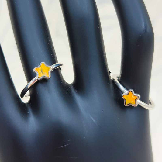 Bumblebee Jasper Polished Star Ring | Sterling Silver - Spiral Circle