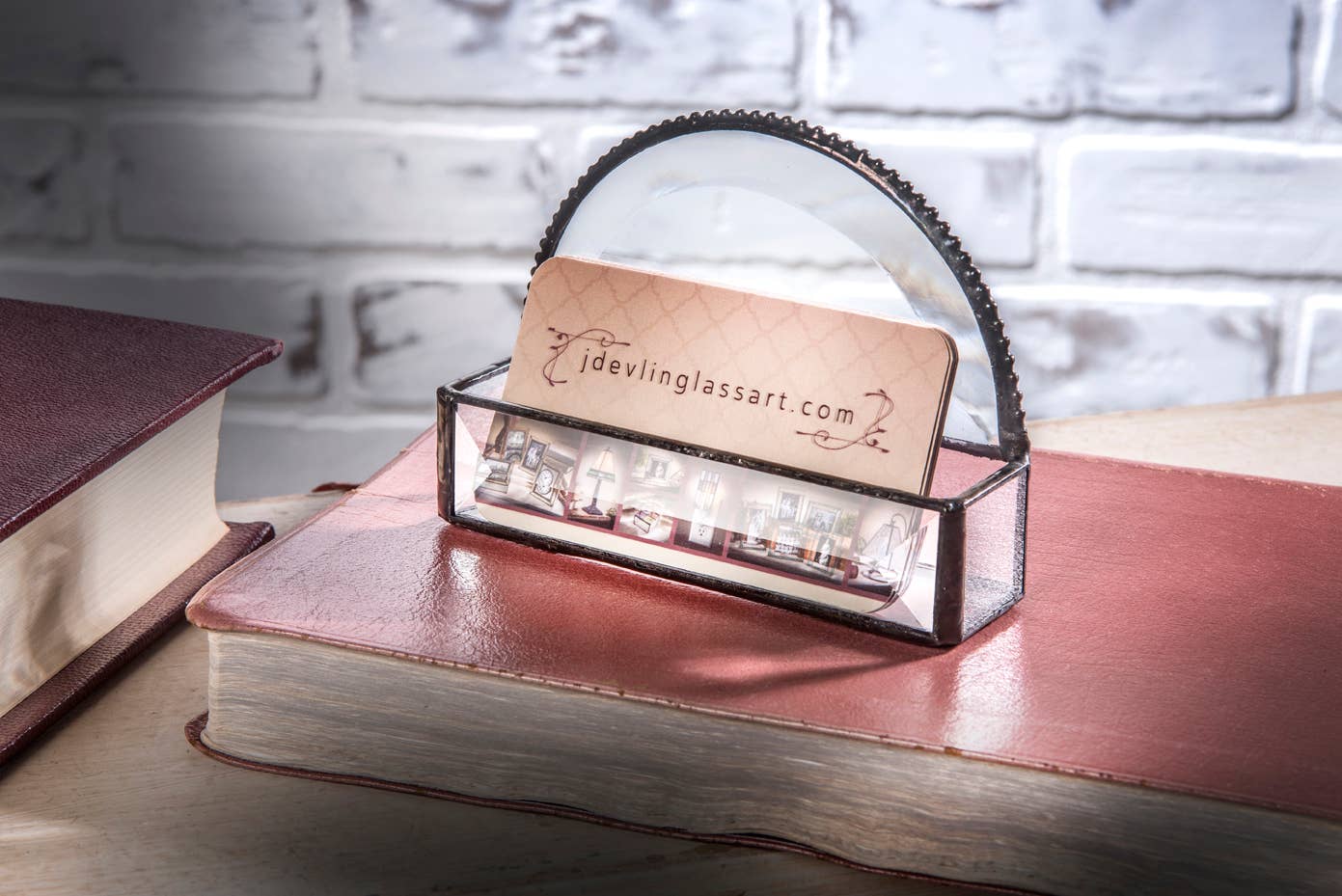 Business Card Holder | Clear Office Desk Organizer - Spiral Circle