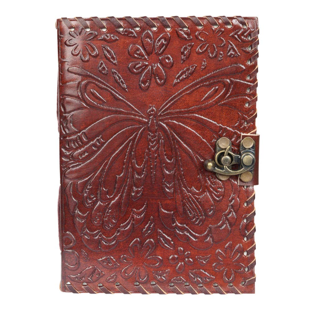 Butterfly Journal Leather Journal - Spiral Circle