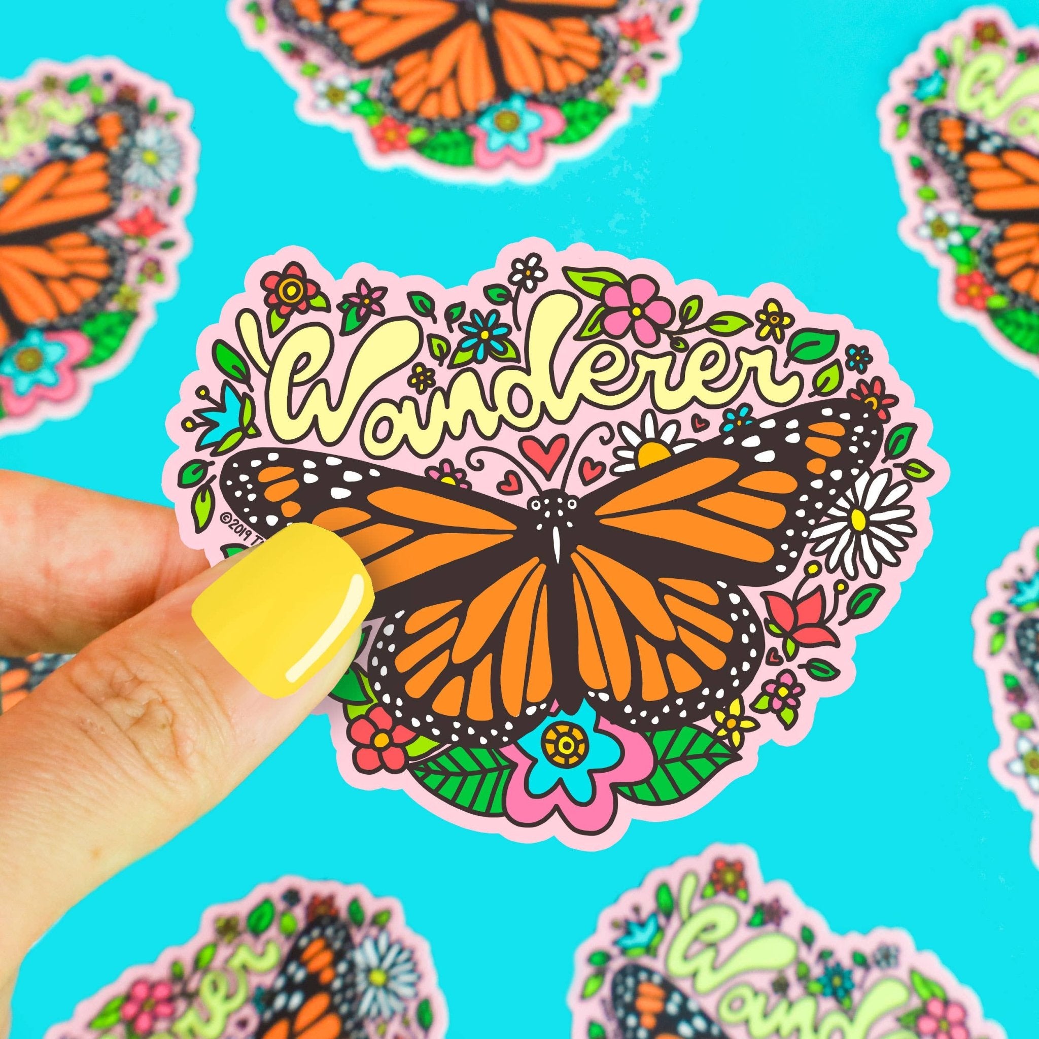 Butterfly Wanderer Vinyl Sticker - Spiral Circle
