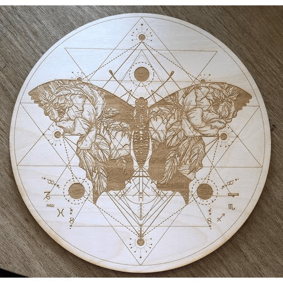 Butterfly Yantra Crystal Grid | 4 inches - Spiral Circle