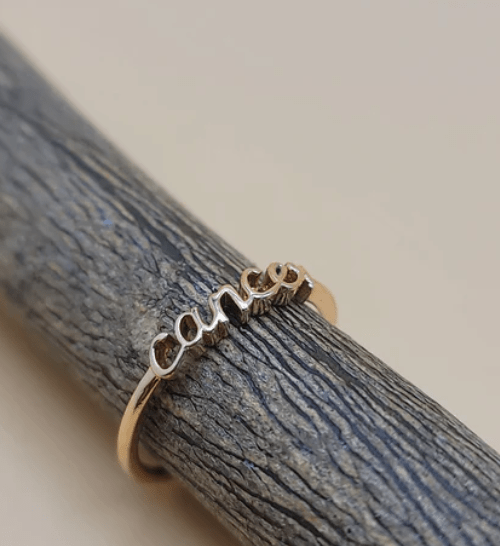 Cancer | Zodiac Cursive Ring | Brass & 18k Gold Plated - Spiral Circle