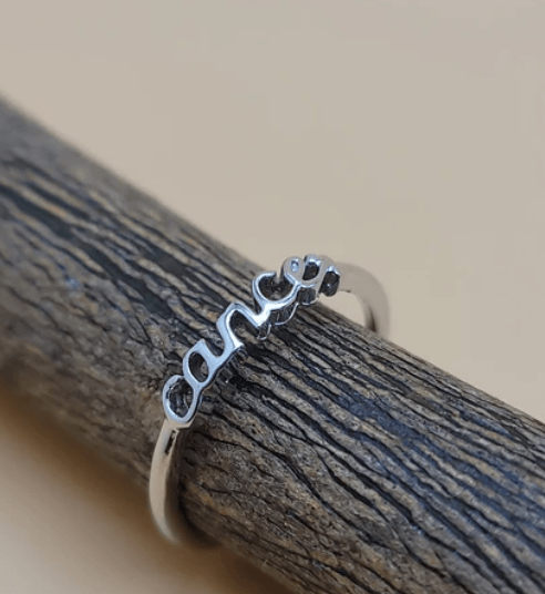 Cancer | Zodiac Cursive Ring | Brass & Sterling Silver - Spiral Circle