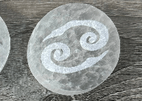 Cancer Zodiac Selenite Disc | 1.5” - Spiral Circle