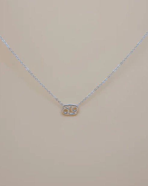 Cancer Zodiac Symbol Pendant Necklace | Silver Plated - Spiral Circle