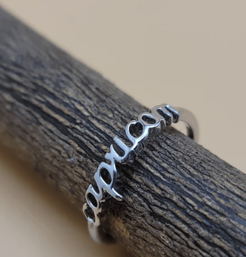 Capricorn | Zodiac Cursive Ring | Brass & Sterling Silver - Spiral Circle