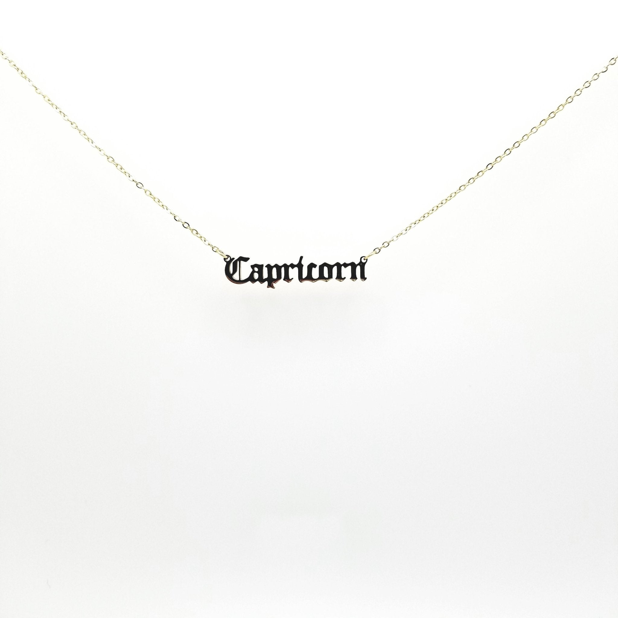 Capricorn Zodiac Name Necklaces| 18k Gold Plated - Spiral Circle