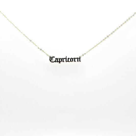 Capricorn Zodiac Name Necklaces| 18k Gold Plated - Spiral Circle