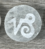 Capricorn Zodiac Selenite Disc | 1.5” - Spiral Circle