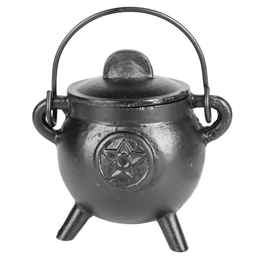 Cast Iron Cauldron Small Pentagram - Spiral Circle