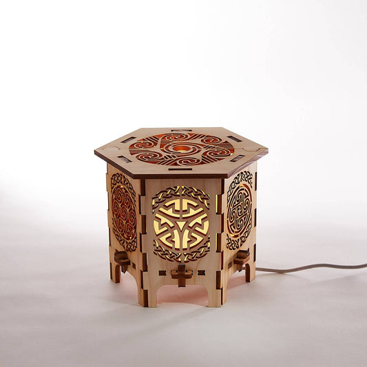 Celtic Hexagonal Tabletop Lamp - Spiral Circle