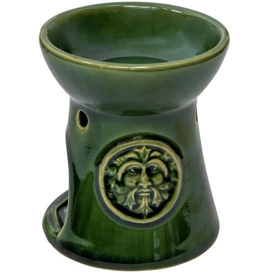 Ceramic Oil Burner | Green Man - Spiral Circle