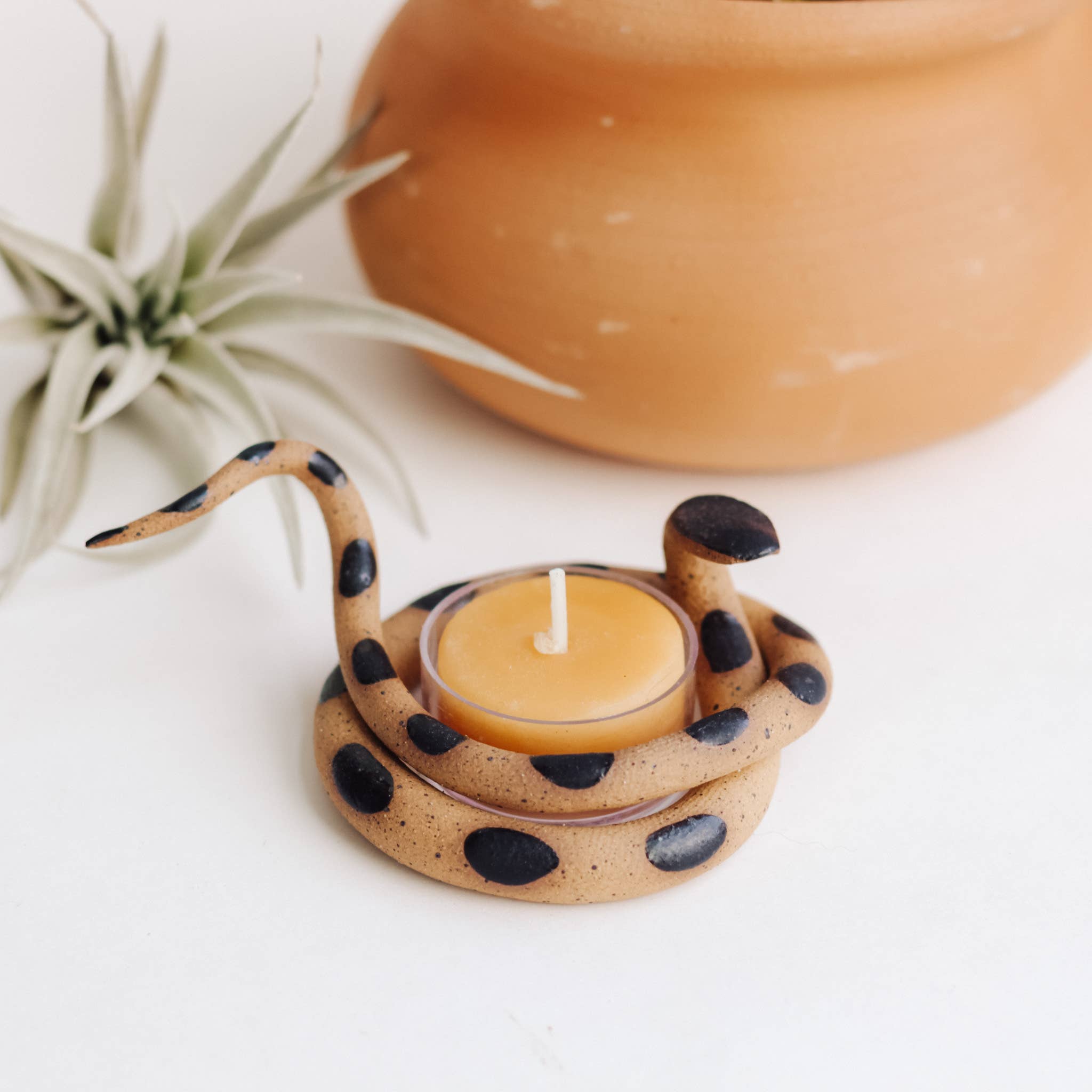 Ceramic Snake Tealight | Sammy - Spiral Circle