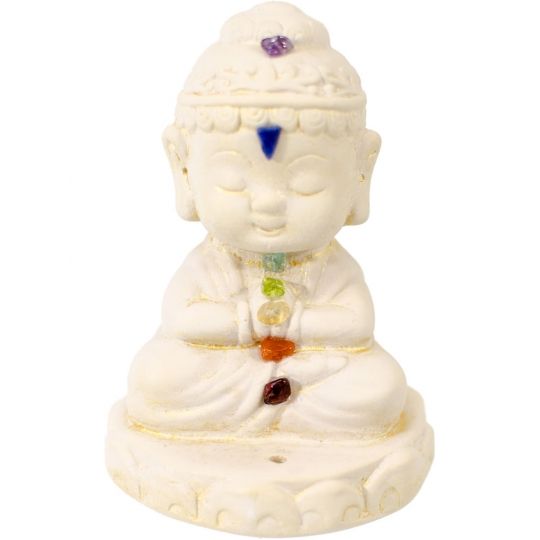 Chakra Buddha Figurine & Incense Holder | Gypsum Cement - Spiral Circle