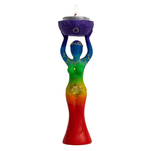 Chakra Goddess | Polyresin T-Light Holder - Spiral Circle