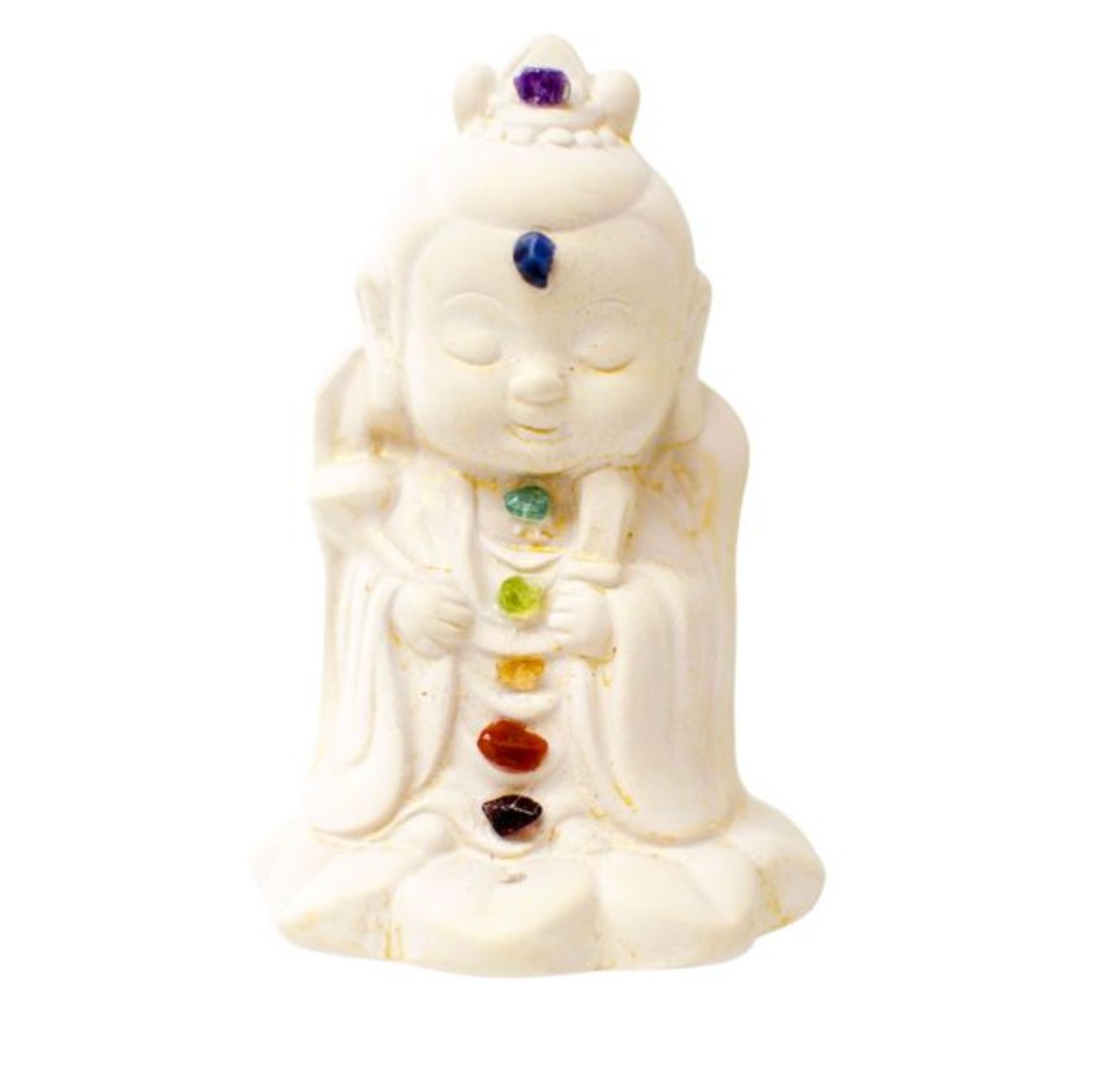Chakra Kuan Yin Figurine & Incense Holder | Gypsum Cement - Spiral Circle