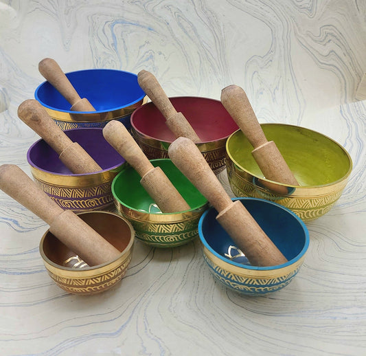 Chakra Singing Bowl Set | Set of 7 Nesting Bowls - Spiral Circle