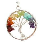 Chakra Tree of Life Wire Wrap Pendant - Spiral Circle