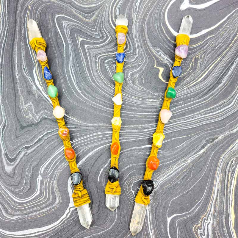 Chakra Wand | With Clear Quartz Point - Spiral Circle