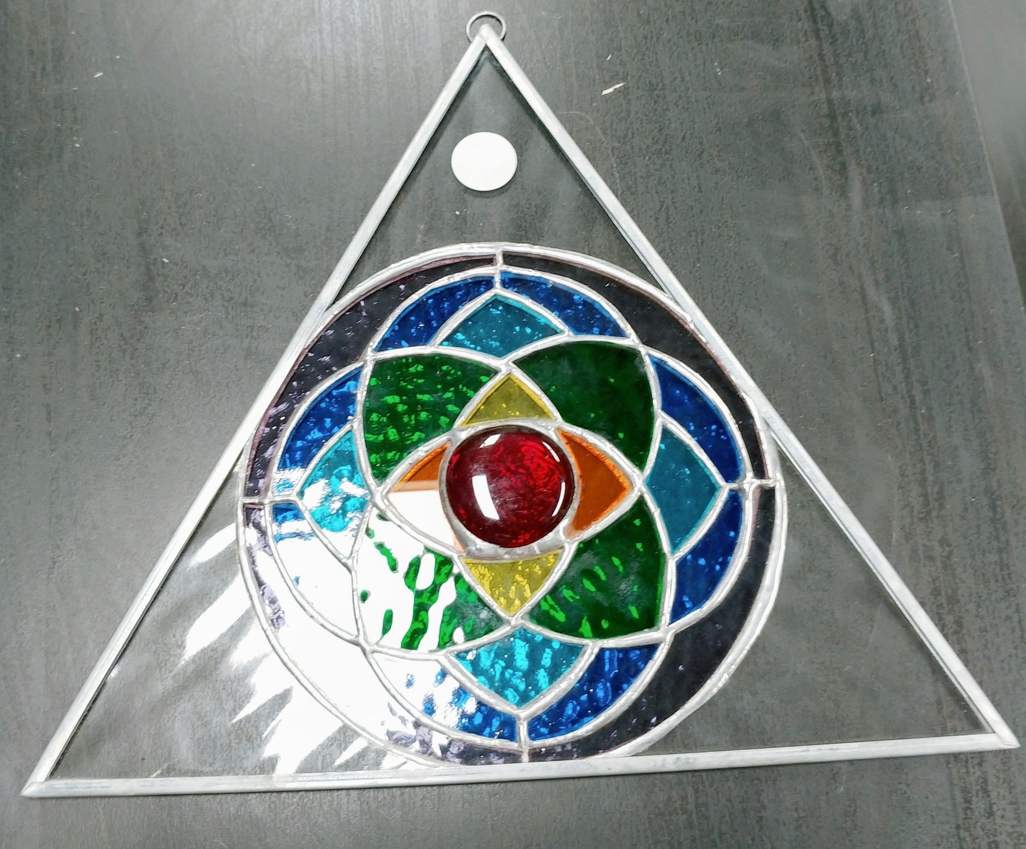 Chakra Wheel in Triangle | Stained Glass - Spiral Circle
