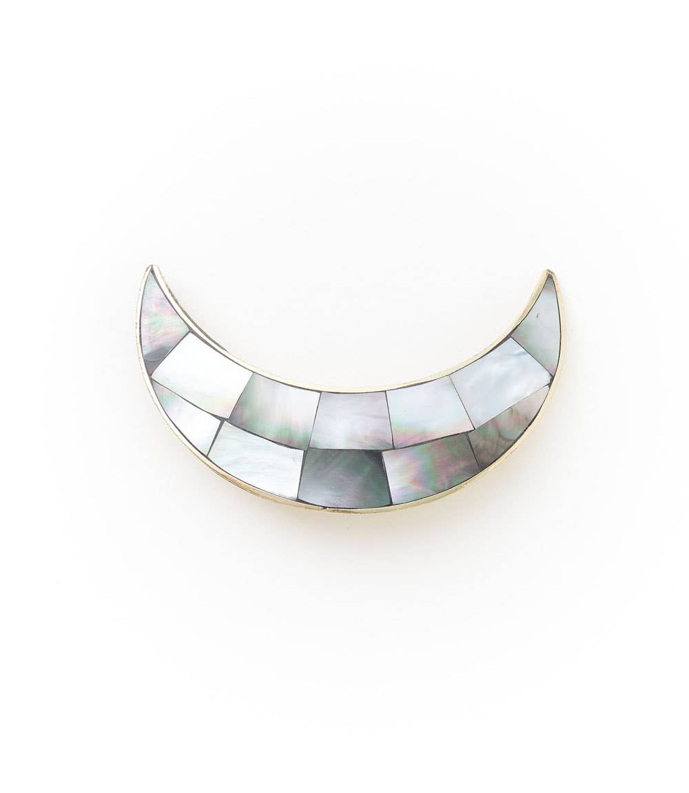 Chandra Crescent Moon Barrette - Mother of Pearl - Spiral Circle