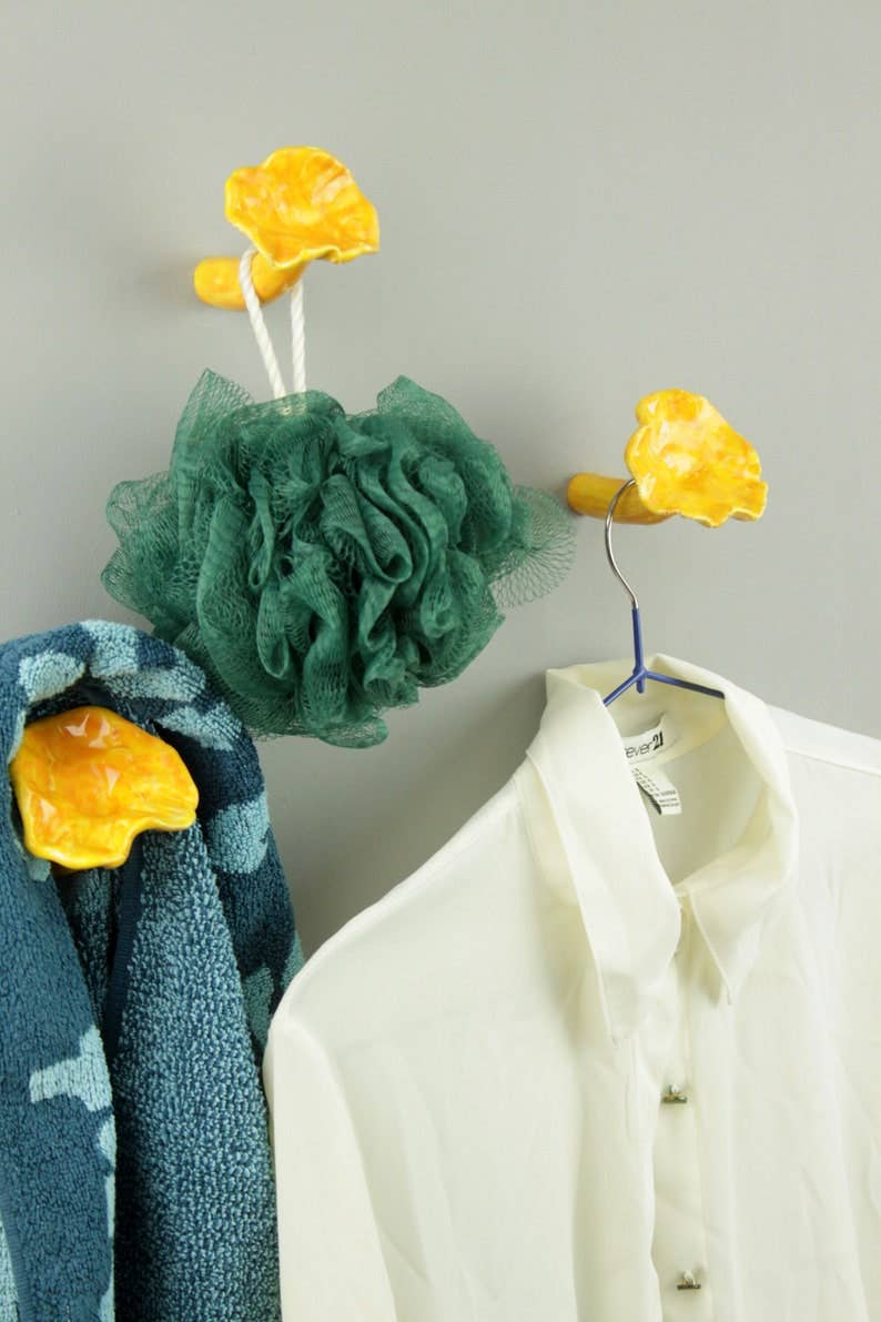 Chanterelle Mushroom Wall Hook - Spiral Circle